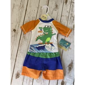 Dinosaur Wetsuit Club Baby 3 Month Swimsuit and Rash Guard UPF 50+ New with Tags